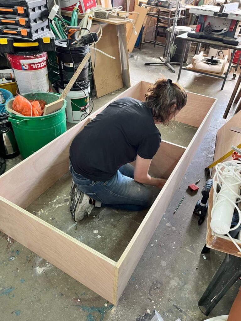 Building a large wooden box in the workshop