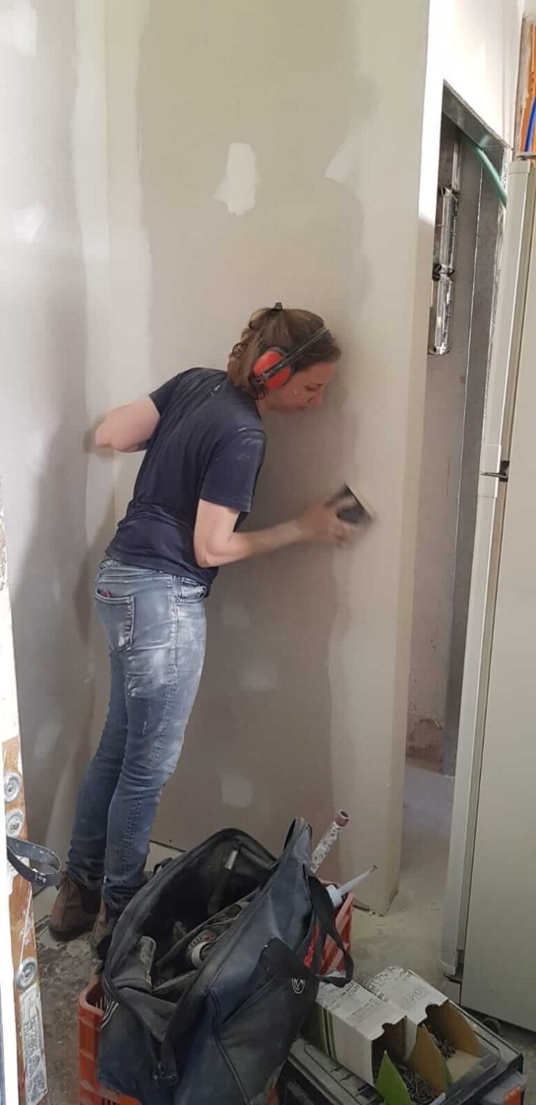Working on a wall at home