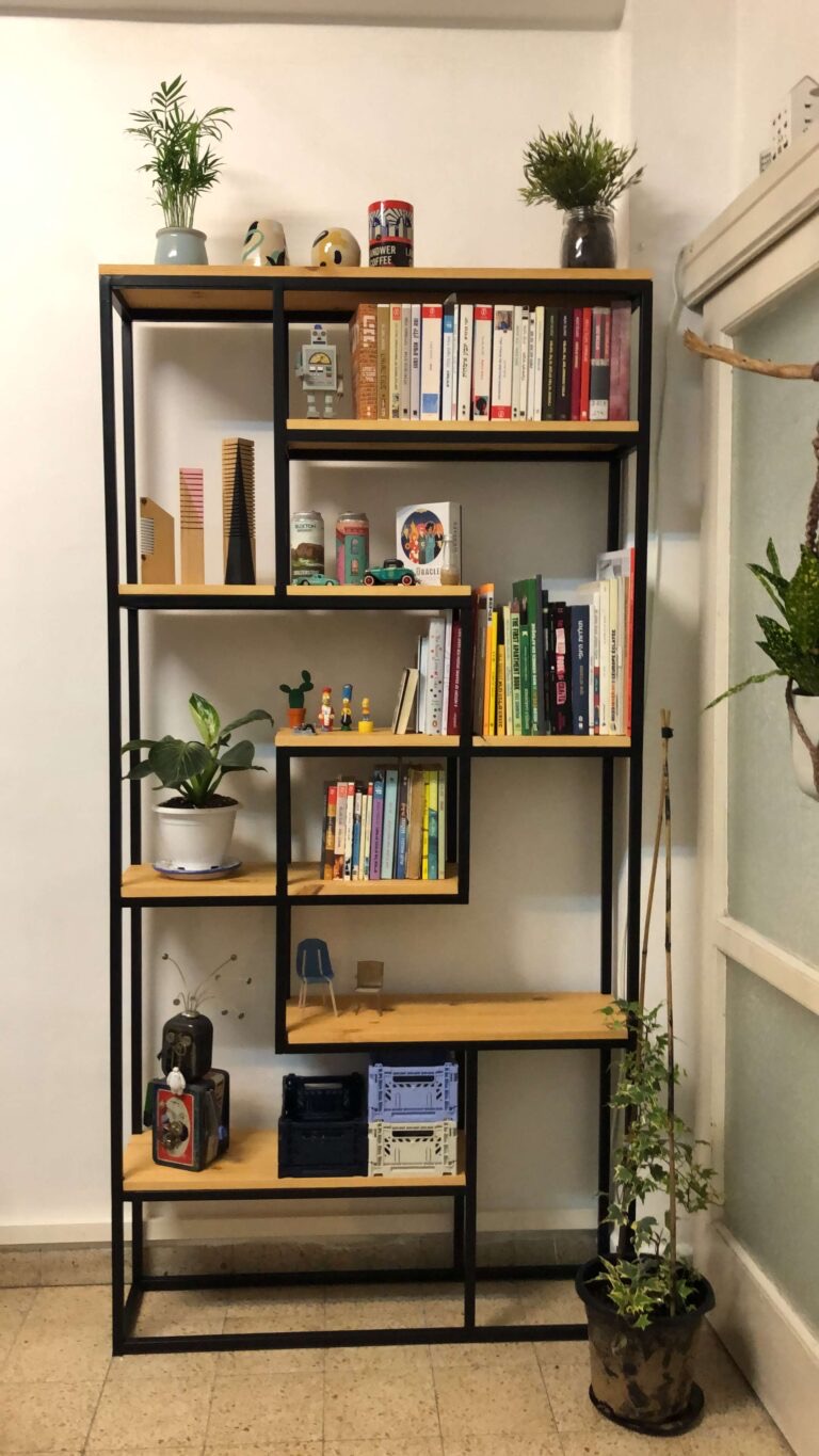 The finished steel and wood shelf